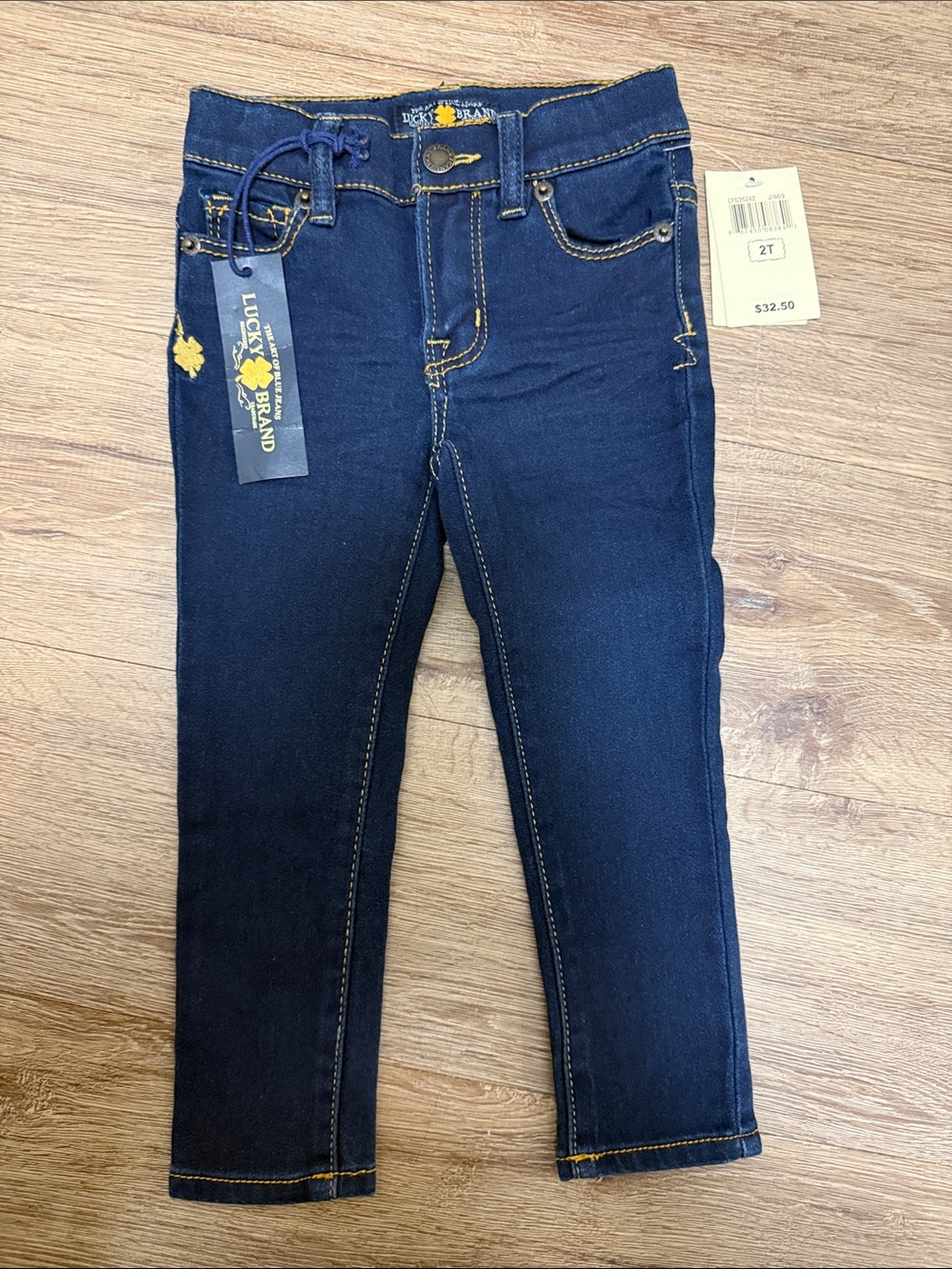 Lucky Brand toddler Girls Navy Blue Denim Jeggings with Contrast Stitching